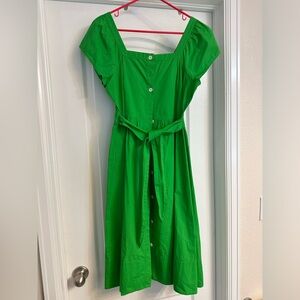 Green JCrew button up dress, size 6